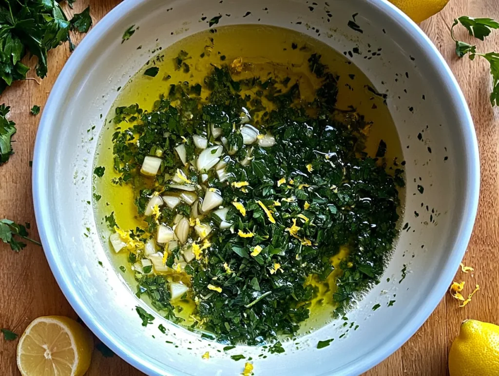 Lemon herb marinade in bowl