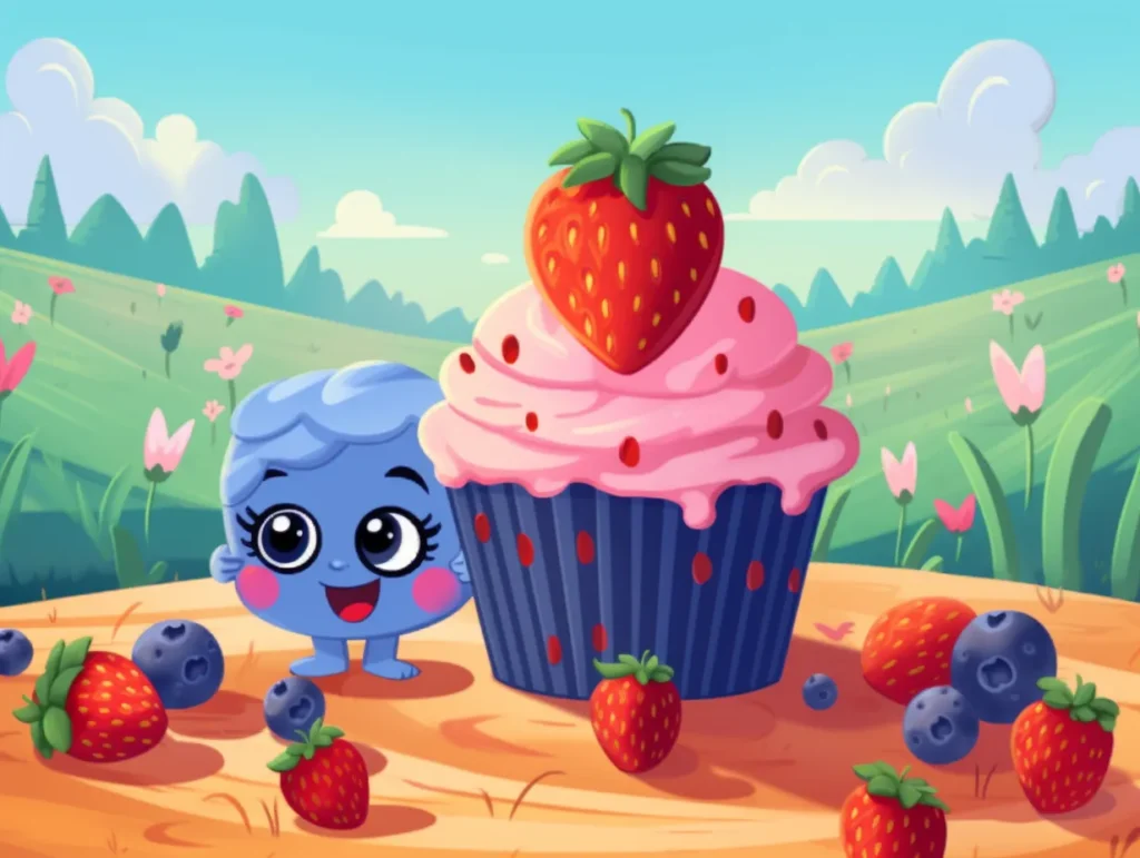 Cartoon Blueberry Muffin and Strawberry Shortcake characters
