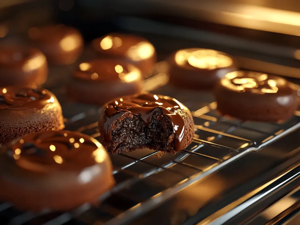 Domino’s Chocolate Lava Cakes baking in the oven