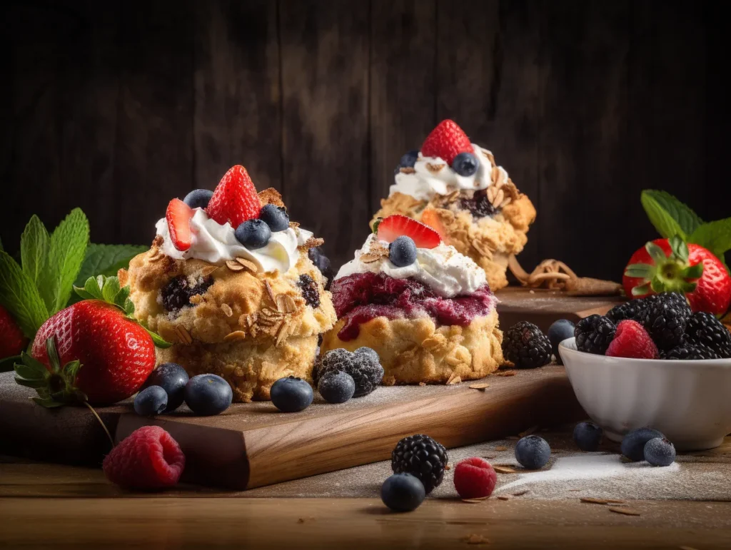 Vegan and gluten-free blueberry muffin strawberry shortcake