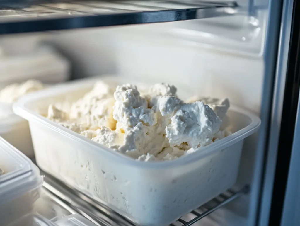 Storing ricotta cheese in a fridge