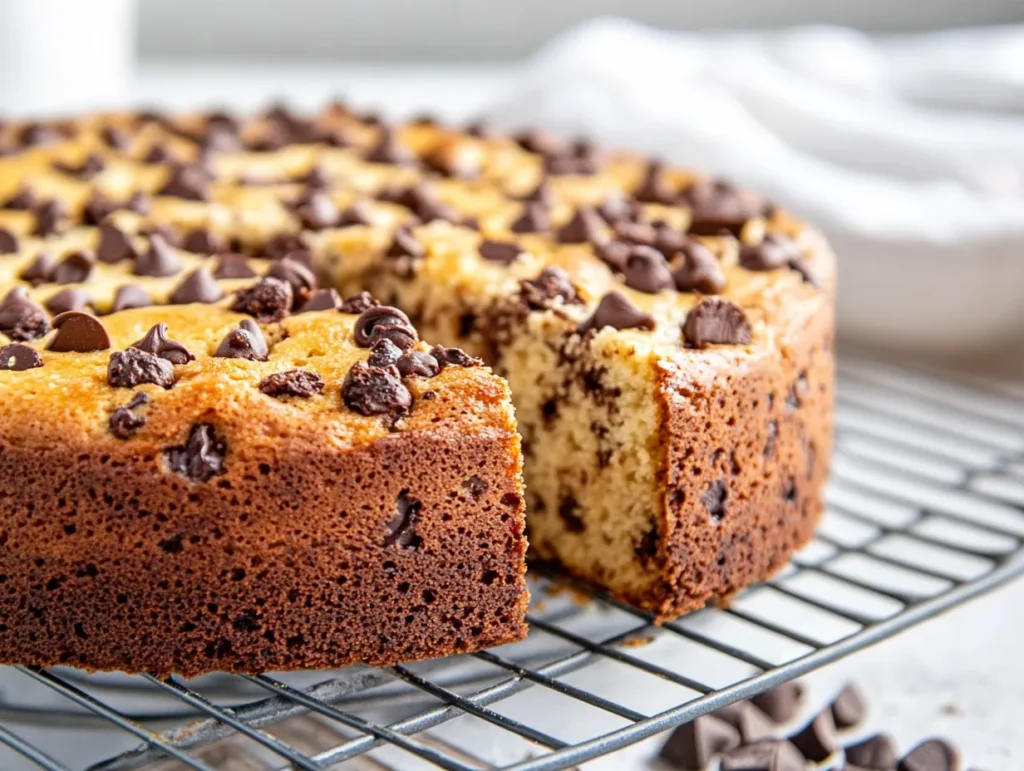 Chocolate chip ricotta cake on cooling rack