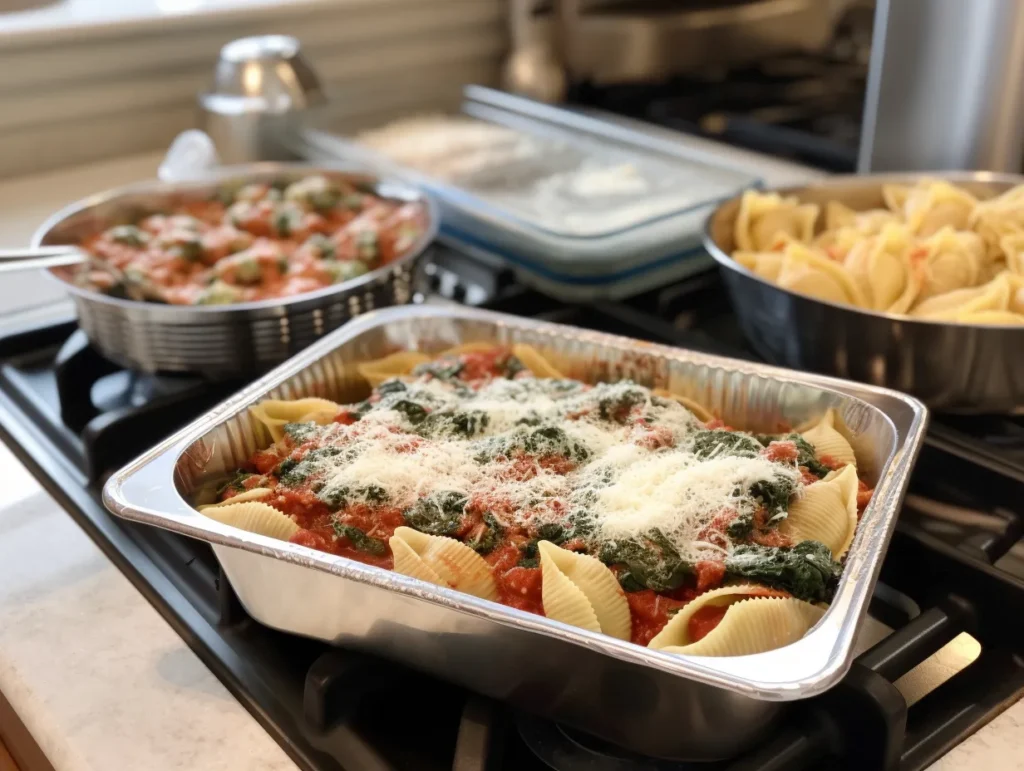 Make-ahead spinach and ricotta stuffed shells for freezer