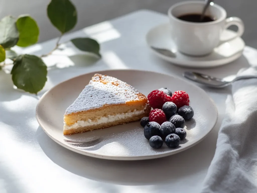 Ricotta cake with espresso and berries
