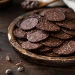 Chocolate quinoa crisps on rustic plate
