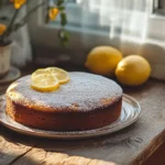 Italian lemon ricotta cake with powdered sugar