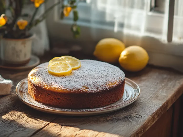 Italian lemon ricotta cake with powdered sugar