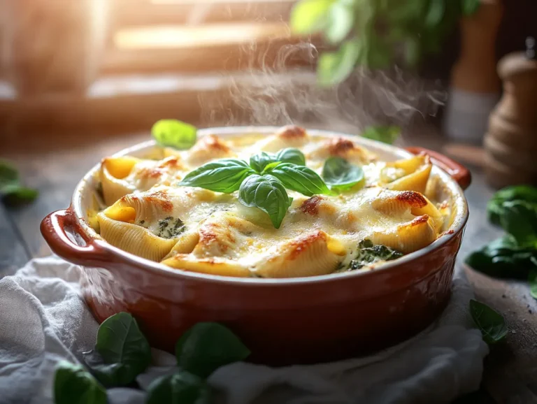 Baked spinach and ricotta stuffed shells