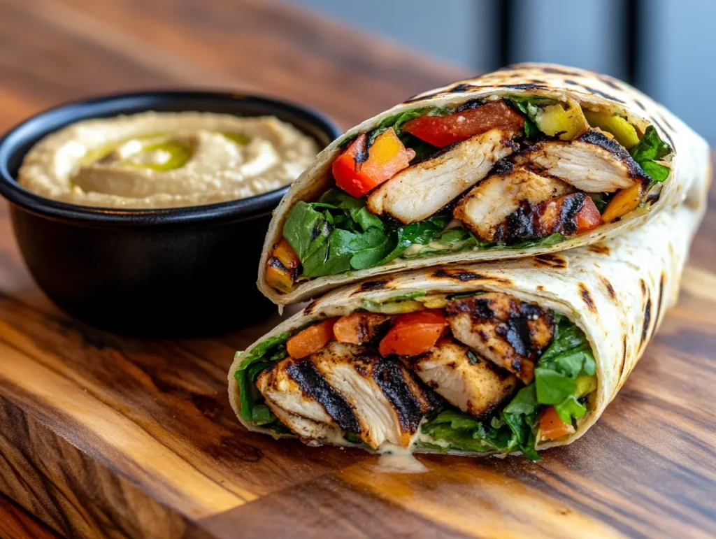 Grilled chicken wrap quick lunch