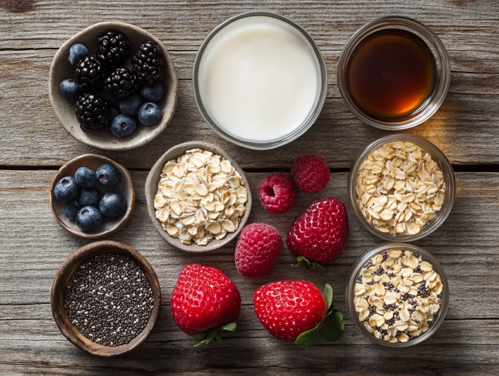 Ingredients for The Perfect Overnight Oats Recipe for Meal Prep
