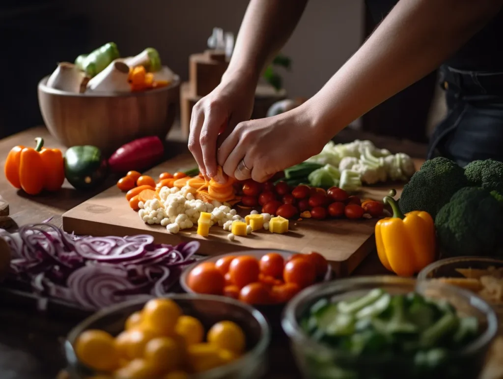 Prepping vegetables for one-pan meals