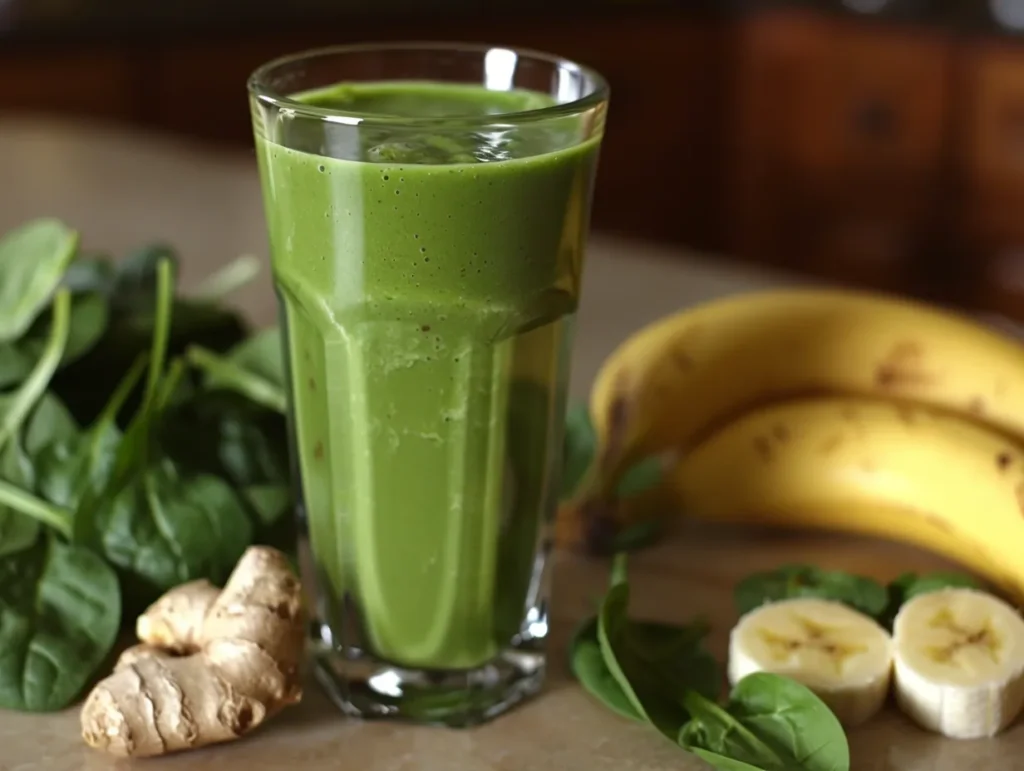 Green smoothie with spinach and banana