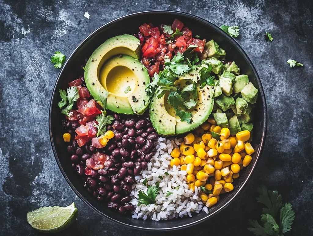Vegetarian Mexican burrito bowl