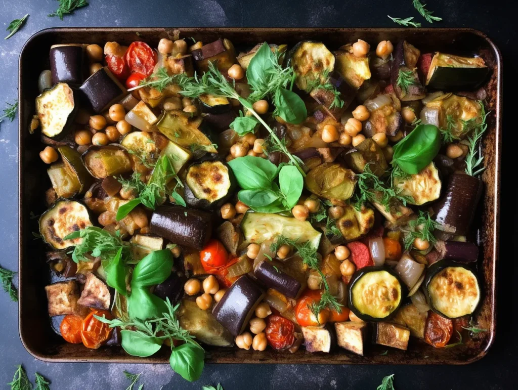 Vegetarian one-pan Mediterranean meal