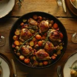 One-pan chicken dinner with roasted vegetables