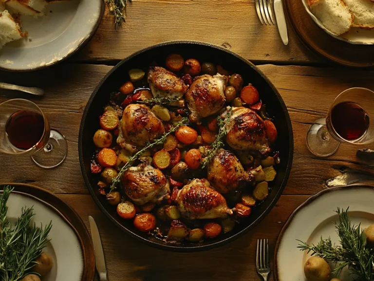 One-pan chicken dinner with roasted vegetables