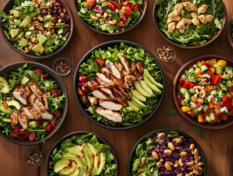 Fresh salad bowls showcasing 10 delicious salad recipes